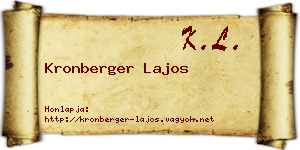 Kronberger Lajos névjegykártya